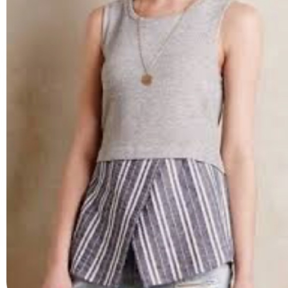 Anthropologie Gray and Blue Layered Tank Top